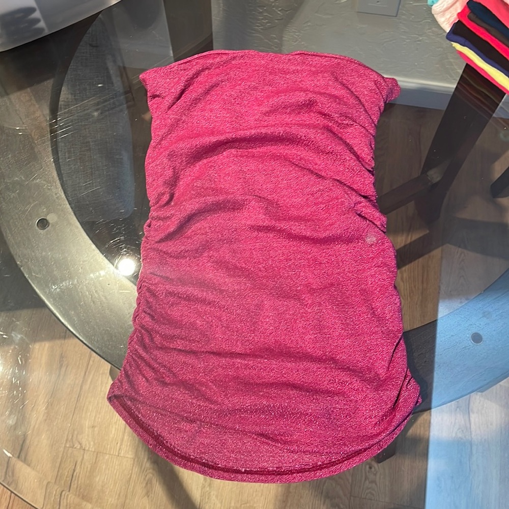 Purple/fuchsia ruched Micheal stars tube top